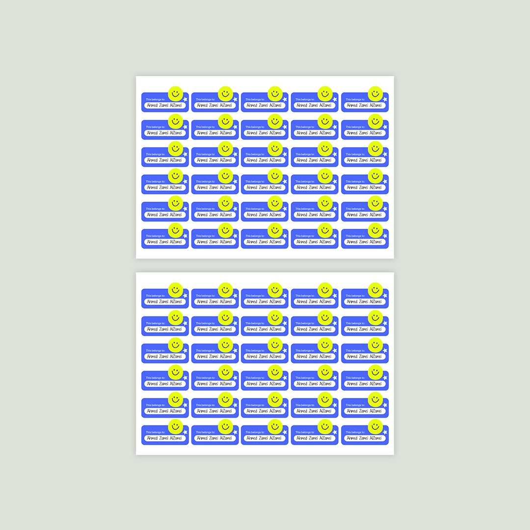 Blue Smiley Name Labels😊🏷️