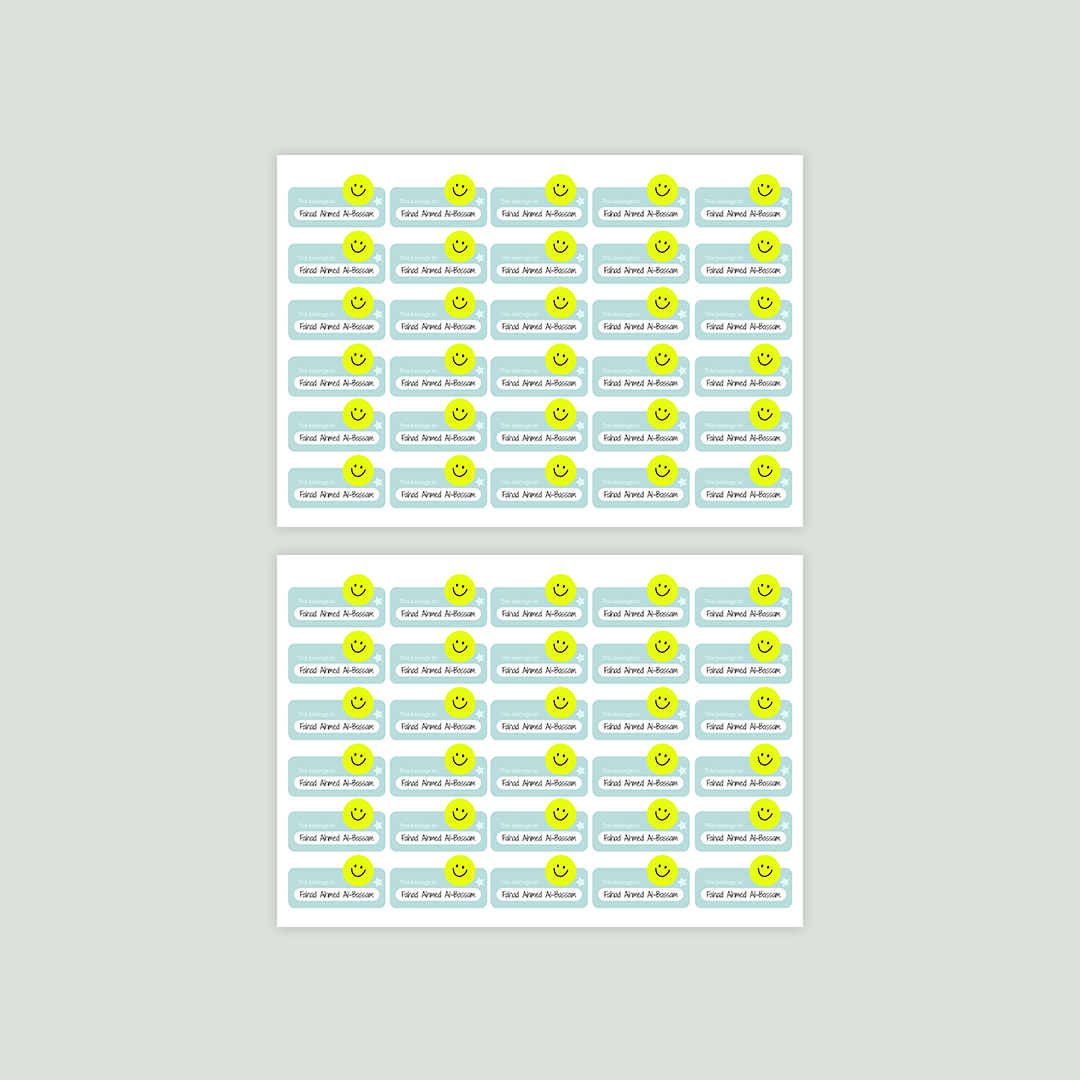 Dusty Blue Smiley Name Labels 😊🏷️