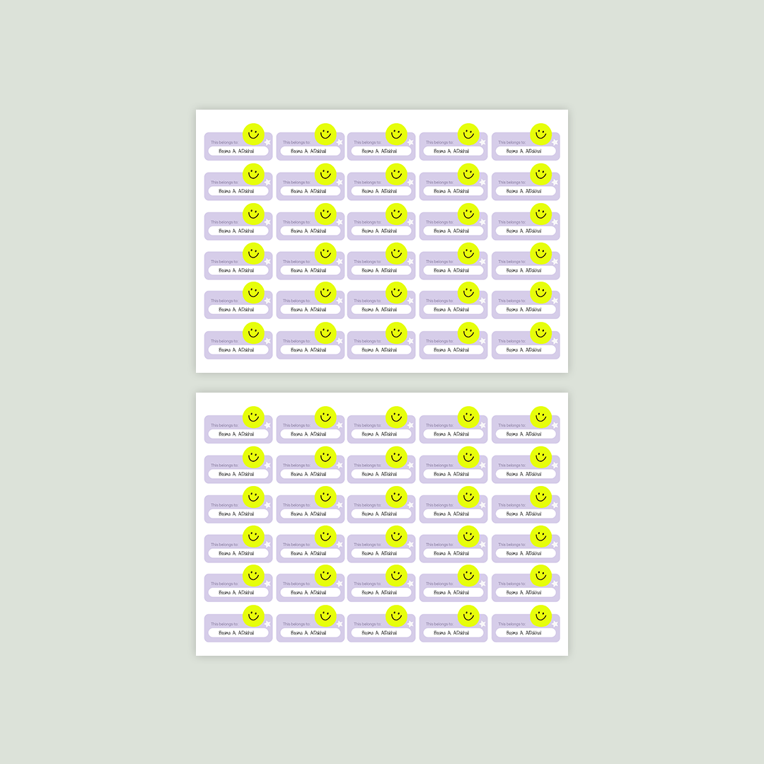 Purple Smiley Name Labels😊🏷️